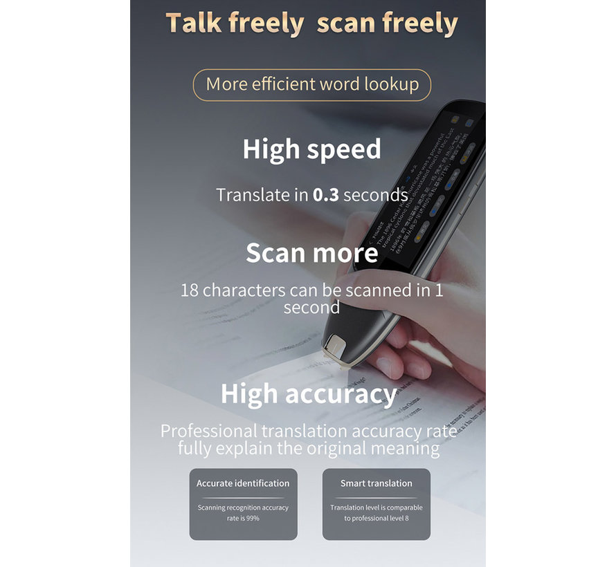 ECV - Vertaalpen - Scanning en Vertaal Pen 116 Talen - Touch Screen Vertaler Apparaat Scanner
