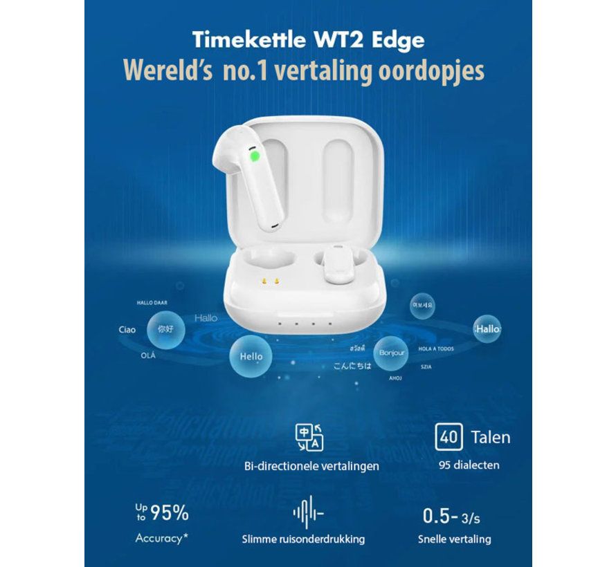 Timekettle WT2 Edge - Vertaal Oordopjes  - AI Translator  Earbuds