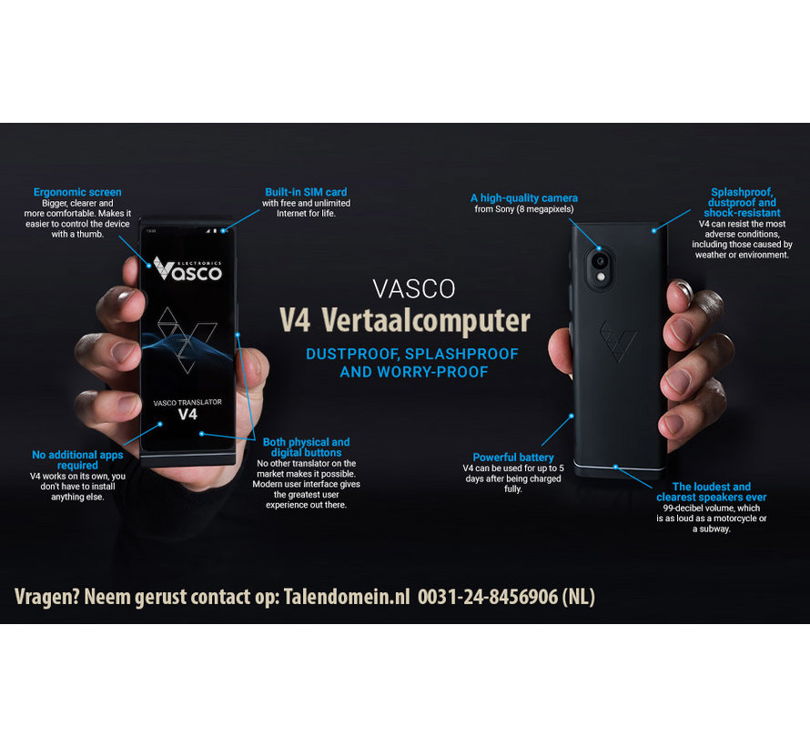 Vasco V4 Translator - Vertaalcomputer +Gratis Internet