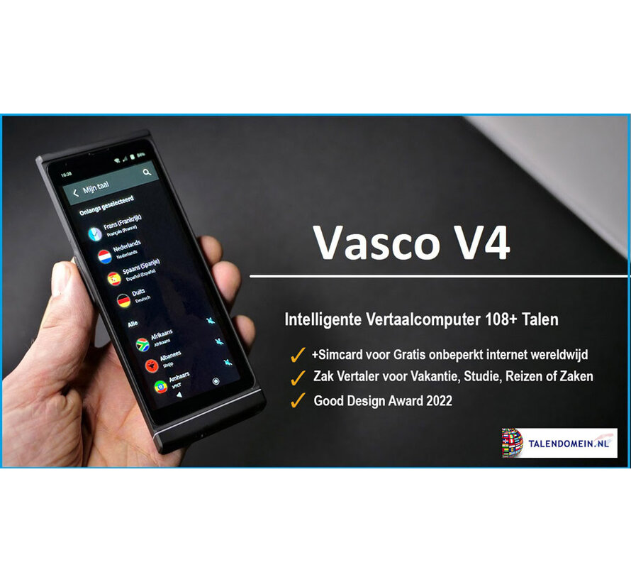 Vasco V4 Translator - Vertaalcomputer +Gratis Internet