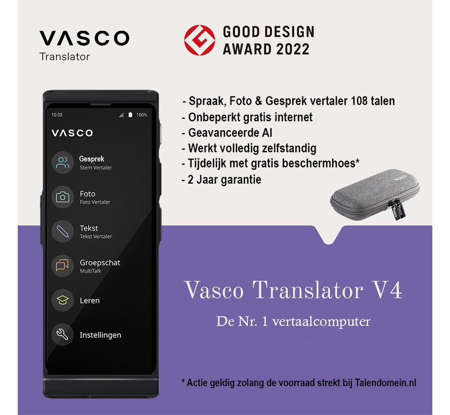 Vasco V4 Translator - Vertaalcomputer +Gratis Internet