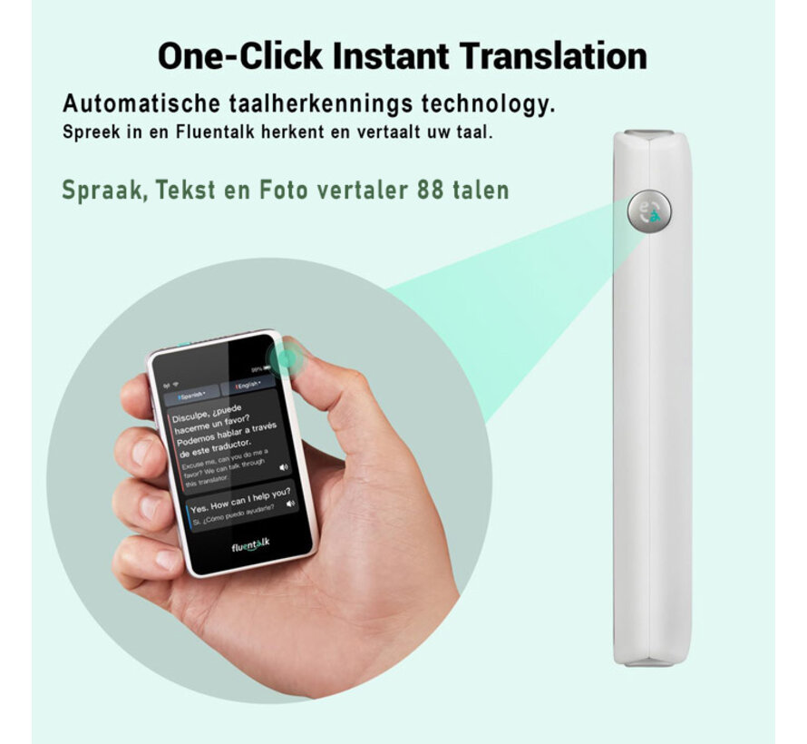 Timekettle Fluentalk T1 Mini Vertaalcomputer +Simkaart +Beschermhoes