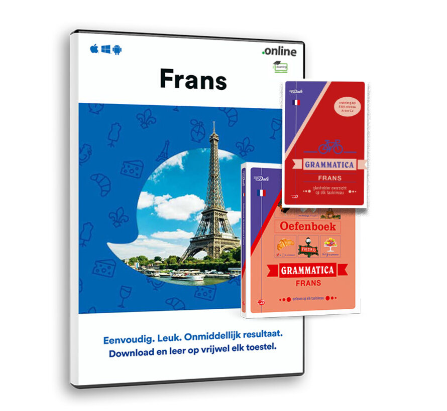 Frans leren Online + Leerboek + Grammatica Niveau A1 tot C2