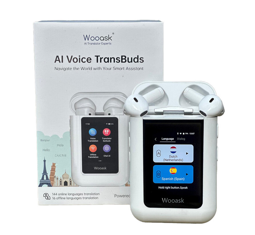 Wooask A8 Transbuds - Slimme Vertaalcomputer + AI Vertaal Oordopjes