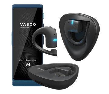 Vasco Translators Vasco V4 Translator + Vasco E1 Vertaal Oortjes (Bundel) - Vertaalcomputer 108 Talen + Gratis Internet + Vertaal Oordopjes