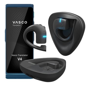 Vasco Translators Vasco V4 Translator + Vasco E1 Vertaal Oortjes (Bundel) - Vertaalcomputer 108 Talen + Gratis Internet + Vertaal Oordopjes