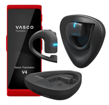 Vasco Translator V4 + Vasco E1 Translator (Bundel) - Vertaalcomputer 112 Talen + Gratis Internet + Vertaal Oordopjes