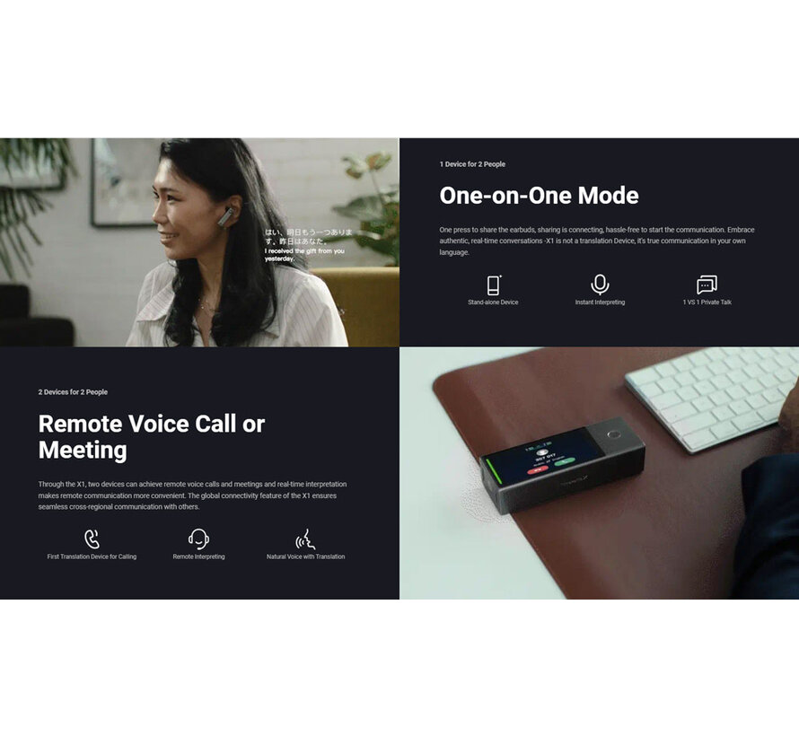 Timekettle X1 - AI Simultaan Vertaler - Spraak, Gesprek en Media Vertaler + Handsfree Vertaal Oortjes