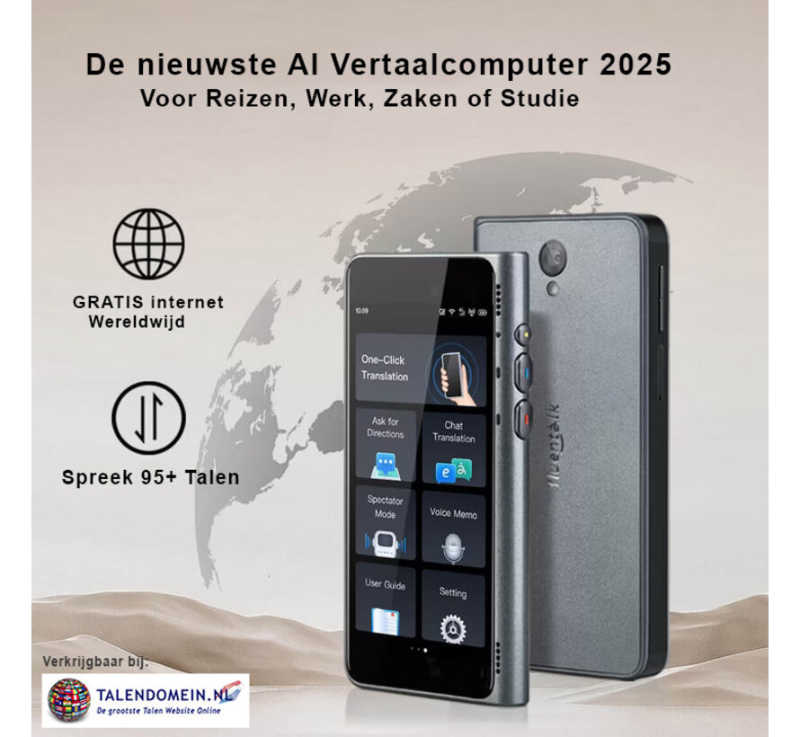 Timekettle Fluentalk T1 - Realtime AI Vertaalcomputer 95 talen