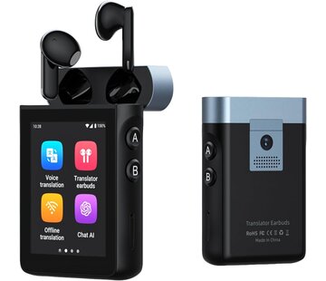 Wooask Wooask A9 Translator - Vertaalcomputer 147 talen - Spraak Vertaler + AI Vertaal Oordopjes + Chat GPT (4G/Wifi)