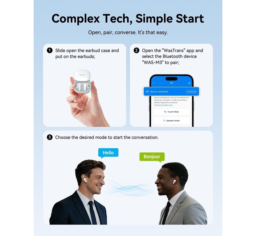 Wooask M3 - Translation Earbuds - Vertaal Oordopjes
