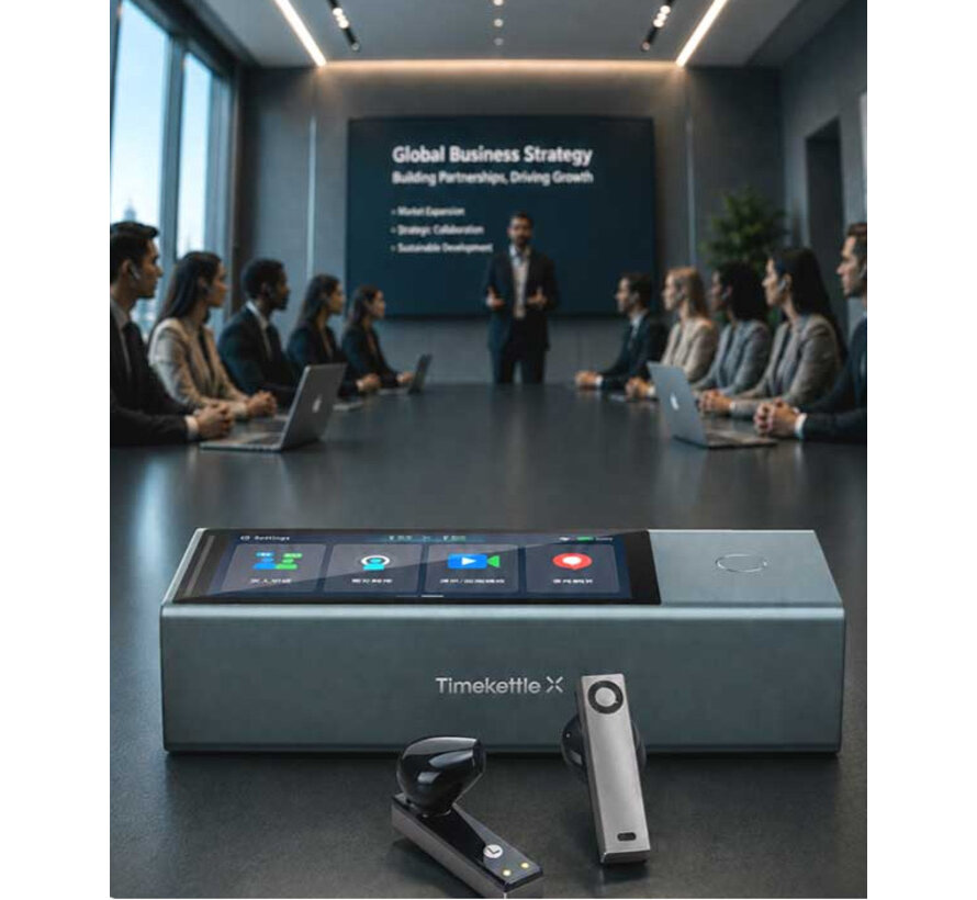Timekettle X1 Meeting - AI Simultaan Vertaler - Spraak, Gesprek en Media Vertaler + Handsfree Vertaal Oortjes