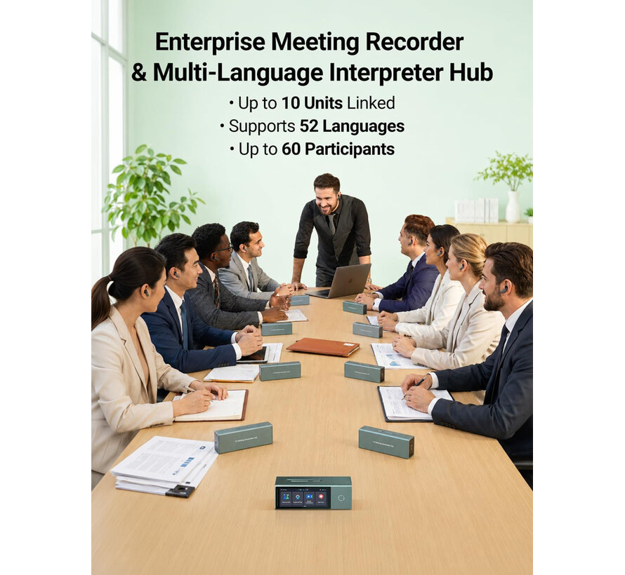 Timekettle X1 Meeting - AI Simultaan Vertaler - Spraak, Gesprek en Media Vertaler + Handsfree Vertaal Oortjes