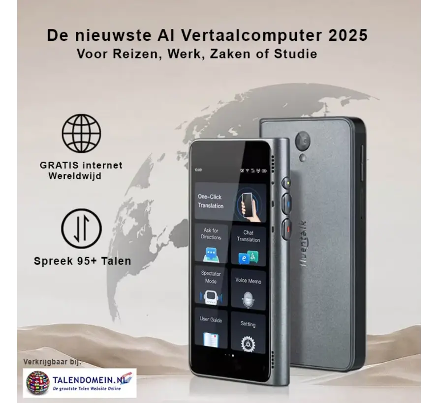 Timekettle Fluentalk T1 - Realtime AI Vertaalcomputer 95 talen