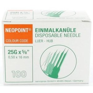 Servoprax Neopoint-Nadeln 0,5 x 16 mm Box 100 Stk. (orange)