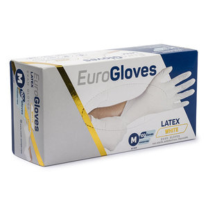 Eurogloves Latex handschoenen poedervrij | wit | 100  stuks