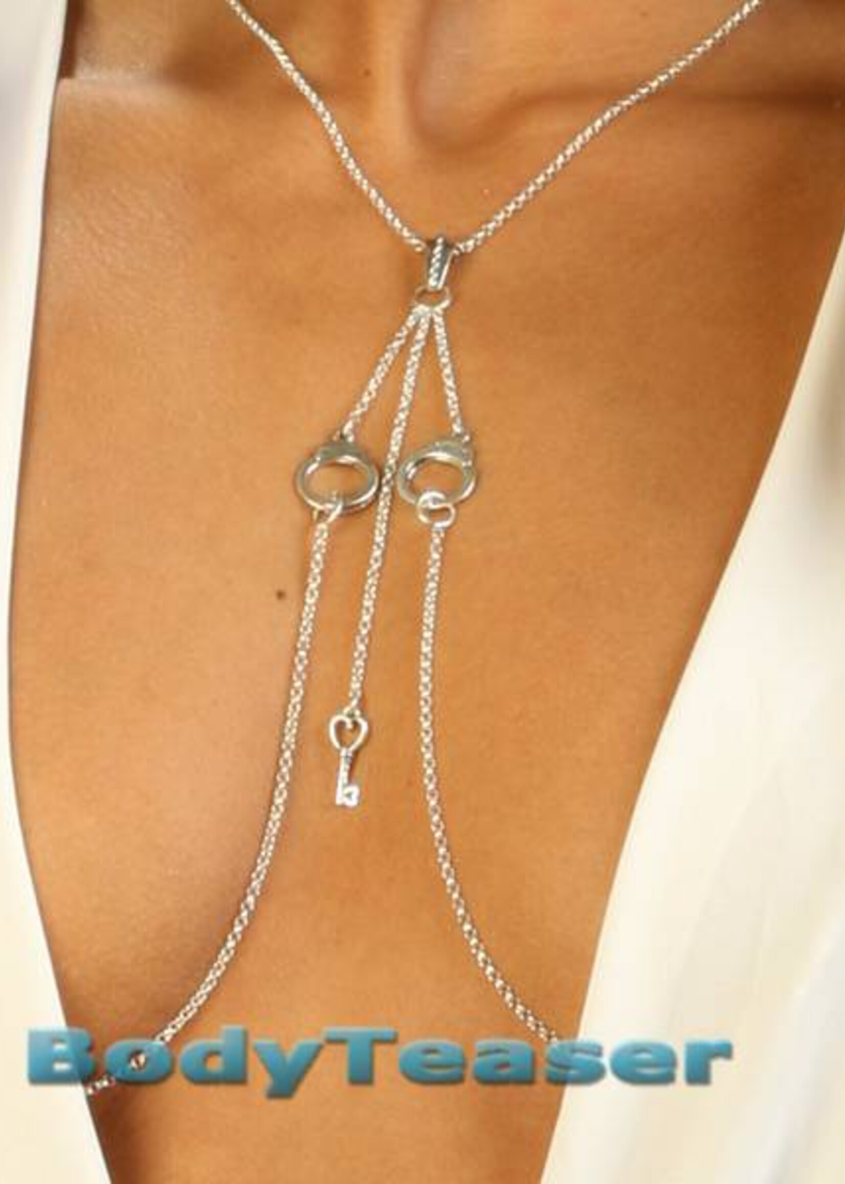 Silber Nippel Halskette mit Handschellen und mit süßen Schlüssel anhänger