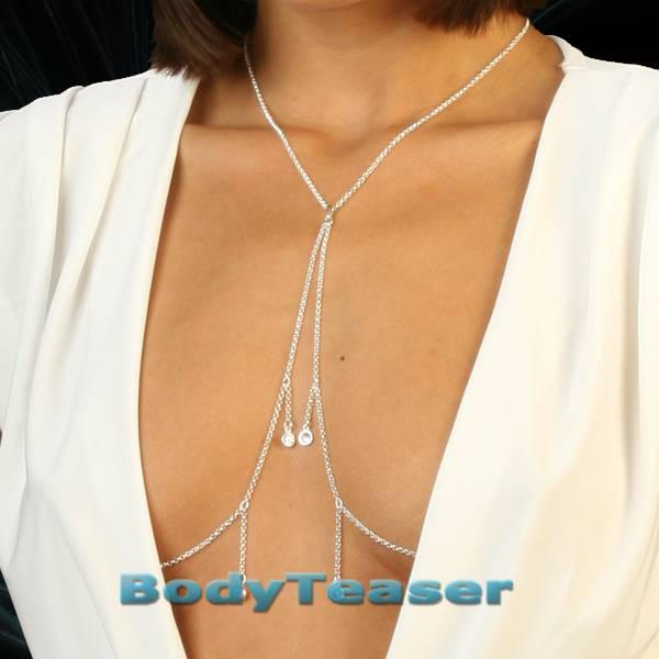 Little Zircons decorate your cleavage by this subtle Nipple necklace -  BodyTeaser