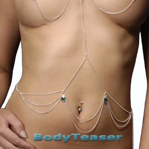 Silber Bodychain Seritha+ Bauch- und Nippel Halskette Kombination