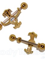 Nipple Crown "Cross" Gold on Silver