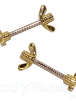 Nipple Piercing "Bolt" Gold on Silver