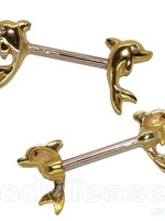 Nipple Piercing "Dolphins" Gold on Silver