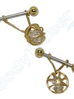 Nipple Piercing "Crystal Ball" Gold on Silver