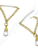Nipple Piercing "Crystal Pendant" Gold on Silver