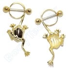 Nipple Piercing "Frog" Gold on Silver