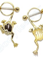 Nipple Piercing "Frog" Gold on Silver