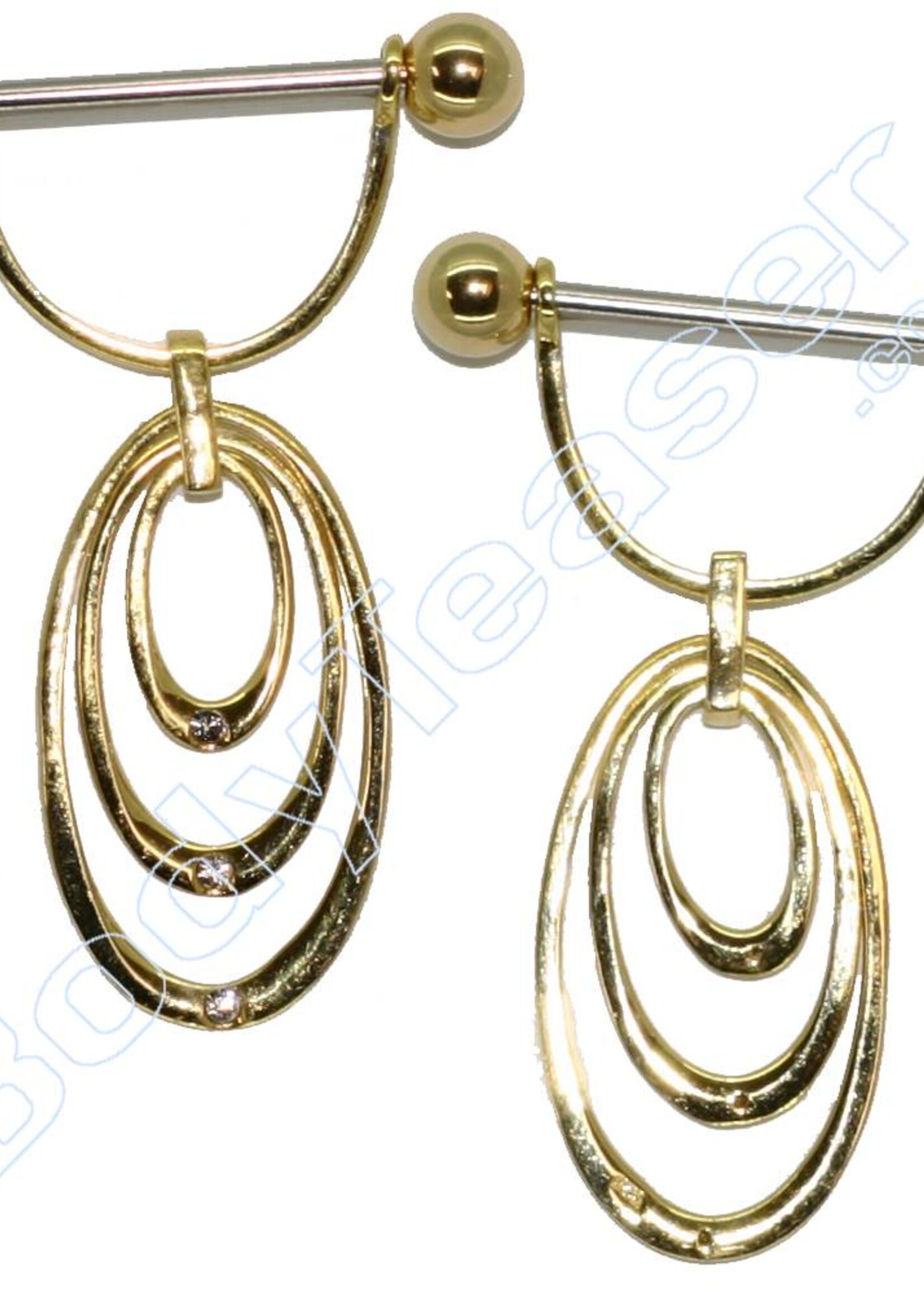 Nippel-Piercing Schmuck 15, Ringe, Gold am 925 Silber