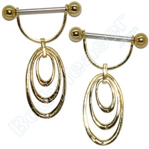 Nippel-Piercing Schmuck 15, Ringe, Gold am 925 Silber