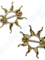 Nipple Shield "Sunburst" Gold on Silver