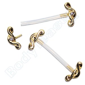 Tepelpiercing sieraad Swirl, goud op 925 zilver