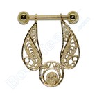 Nippel Piercing "Filigree", Gold auf Silber