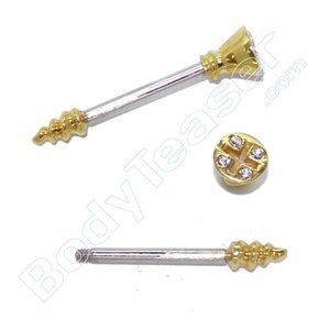 Nippel-Piercing Schraube, Gold am 925 Silber