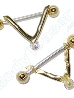 Nippel Piercing "Vendetta", Gold auf Silber