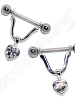 Nippel Piercing "Herz", 925 Silber