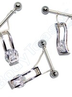 Nippel Piercing "3D Kristall", 925 Silber