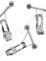 Nipple Piercing "3D Crystal" 925 Silver