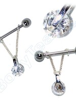 Nipple Piercing "Crystal pendant" 925 Silver