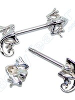 Nippel Piercing "Katze", 925 Silber - Copy