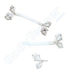 Nippel Piercing "Doppelkristall", 925 Silber