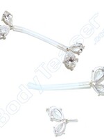 Nipple Piercing "Double Crystal", 925 Silver