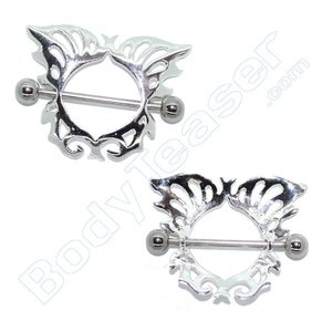 Nipple Shield Piercing Jewelery, Butterfly, 925 Silver