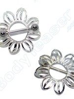 Nippel Schild "Blume", 925 Silber