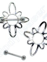 Nippel Schild "Blume", 925 Silber