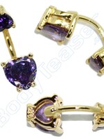 Navelpiercing "Deep Purlpe", goud op zilver