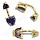 Bellybutton Piercing Jewelery, Deep Purlpe, Gold on 925 Silver