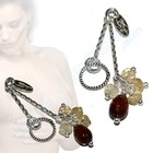 Nipple dangles with Citrines and Garnets